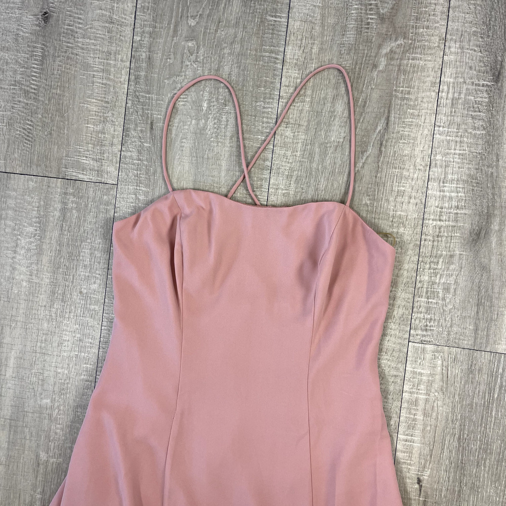 Fame and Partners Maxi Dress Womens 2 Pink Sleeveless Crossback Side Slit NWT - Picture 2 of 16